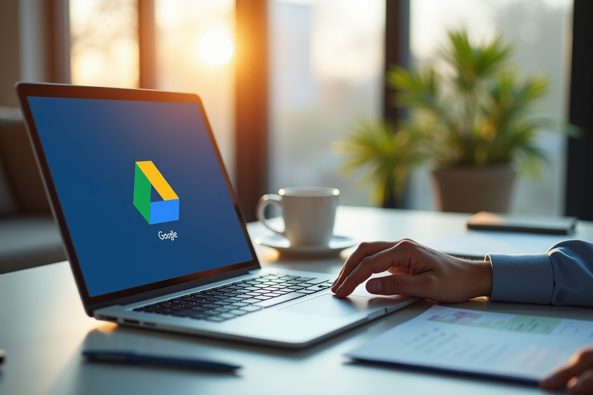 Professionnel désactivant la synchronisation Google Drive sur un ordinateur
