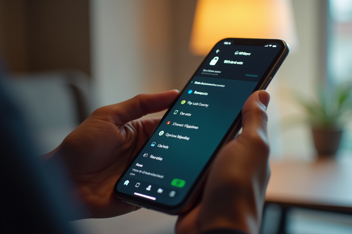 Smartphone affichant la liste des utilisateurs WiFi