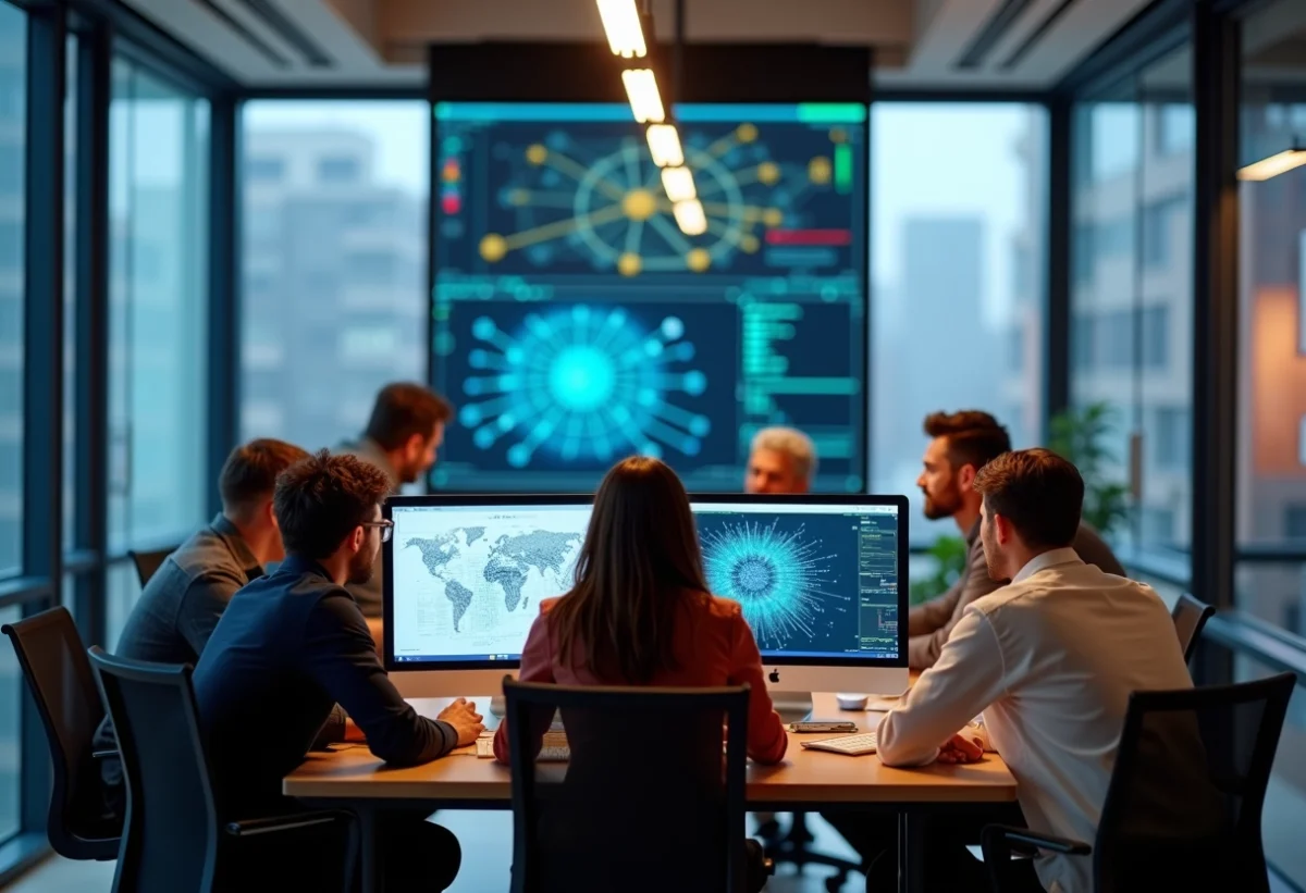 Équipe d'ingénieurs divers en brainstorming dans un bureau moderne
