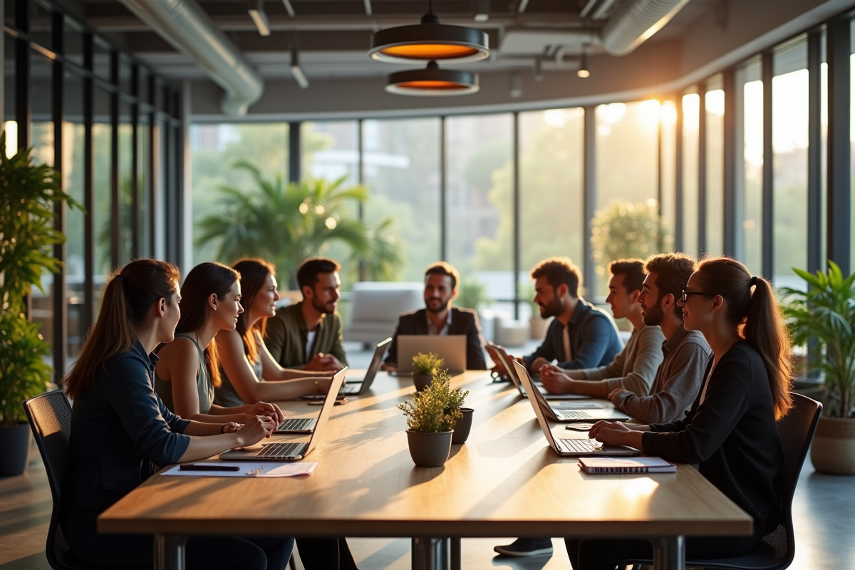 Espace de coworking moderne avec groupe de professionnels