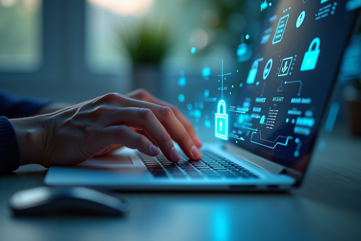 Mains saisissant un code de deux facteurs sur un clavier moderne